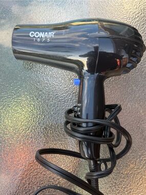 1875W Black Travel Hair Dryer with Safety Plug